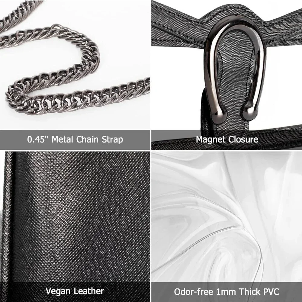 Women's Clear Crossbody Bag Vegan Leather Small Stadium Approved Purse